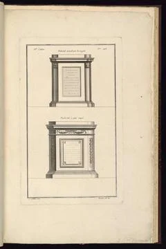 RECORD DATE NOT STATED Print, Piedestal arondi par les angles et Piedestal... Stock Photos