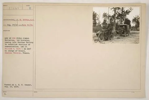 RECORD DATE NOT STATED  Private J.E. Gibbon of the Signal Corps captured t... Stock Photos