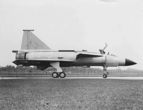 RECORD DATE NOT STATED  The prototype for aircraft Saab 37, number 37-1 Th... Stock Photos
