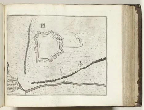 RECORD DATE NOT STATED  Puigcerda map, ca. 1693-1696, 1693 - 1696 print Ma... Stock Photos