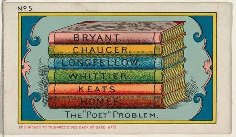 RECORD DATE NOT STATED Puzzle Card Number 5, The Poet Problem, from the Jo... 스톡 사진
