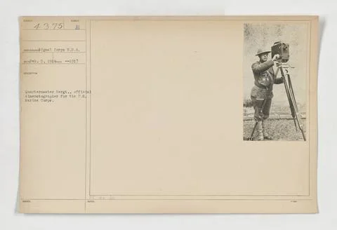 RECORD DATE NOT STATED  Quartermaster Sergeant, an official cinematographe... Fotos Stock