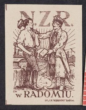 RECORD DATE NOT STATED  A questionable printing depicting a worker and a m... Stock Photos