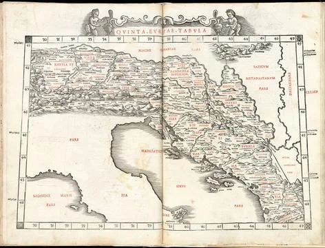 RECORD DATE NOT STATED Quinta Europae tabula , Balkan Peninsula, Maps, Ear... Stock Photos
