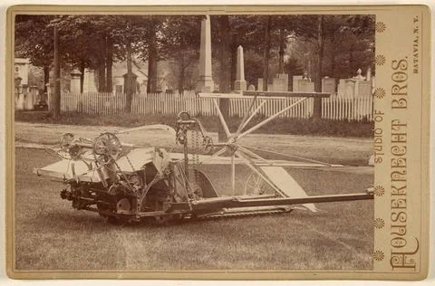 RECORD DATE NOT STATED A reaper-binder farm implement. Houseknecht &amp; Broth... Stock Photos