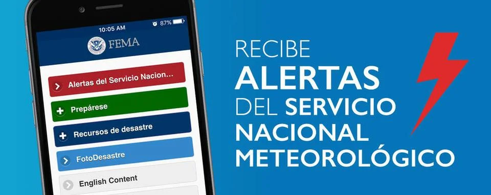 RECORD DATE NOT STATED Recibe alertas del Servico Nacional Meteorologico G... Stock Photos