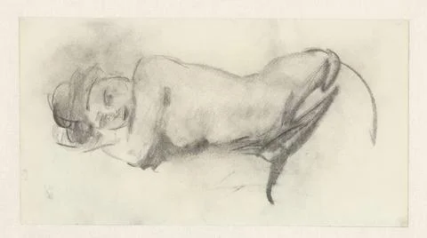 RECORD DATE NOT STATED  Reclining Female Nude, Isaac Israels, c. 1905 draw... Stock Photos