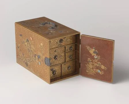 RECORD DATE NOT STATED  Rectangular lacquer box decorated with flowering p... Stock Photos