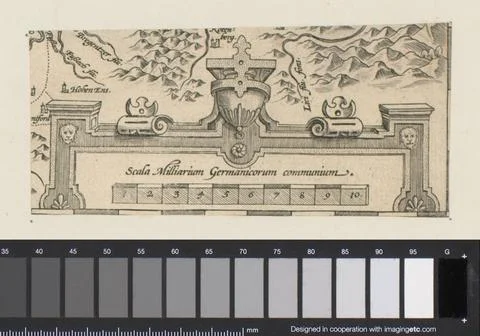 RECORD DATE NOT STATED  Rectangular cartouche with vase grasped batter, 15... 스톡 사진