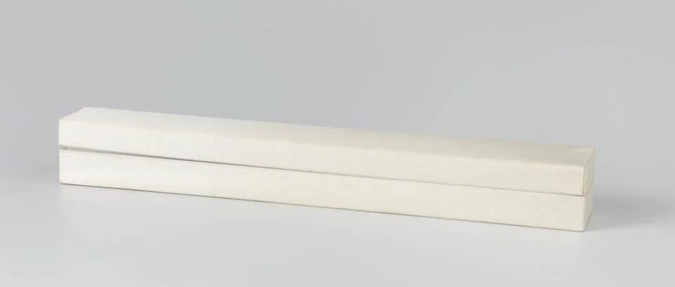 RECORD DATE NOT STATED  Rectangular fan box of cardboard covered with crea... Stockfoto's