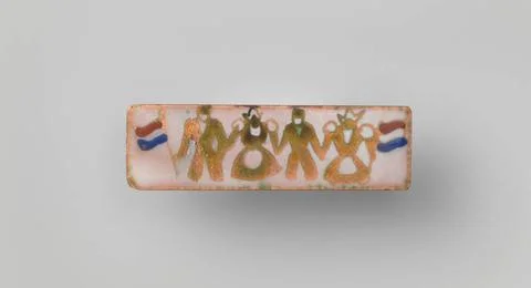 RECORD DATE NOT STATED  Rectangular brooch from email on copper with peopl... Foto stock