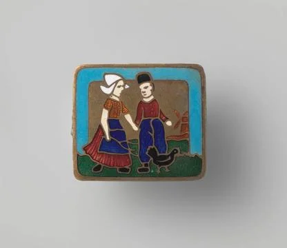 RECORD DATE NOT STATED  Rectangular brooch from email on copper with farme... Stock Photos