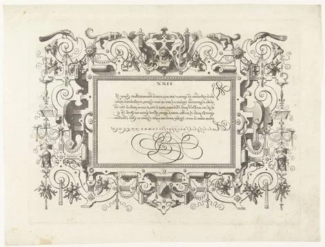 RECORD DATE NOT STATED  Rectangular Cartouche with inscription in Spiegels... Stockfoto's