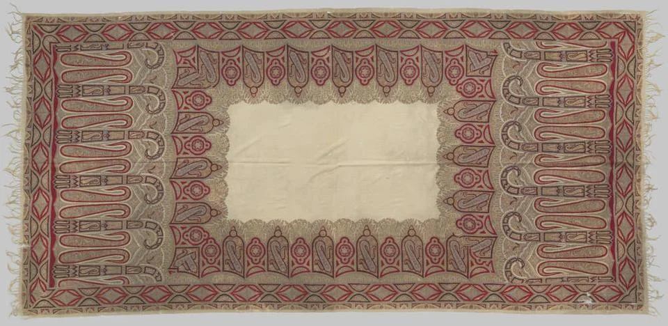 RECORD DATE NOT STATED  Rectangular cashmere scarf of printed wool with a ... Stock Photos