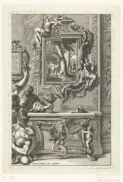 RECORD DATE NOT STATED  Rectangular mirror with Diana and acte, Jean Lepau... Stock Photos