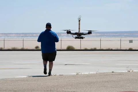 RECORD DATE NOT STATED  . Red Jensen lands the Alta-X aircraft at NASAs A.. Stock Photos
