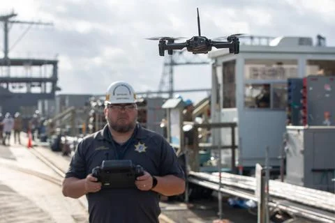 RECORD DATE NOT STATED Refueling Security Branch (Code 1124) Drone Operato... Stock Photos