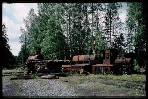 RECORD DATE NOT STATED Remains of old steam locomotive, 600 mm track width... Stock Photos