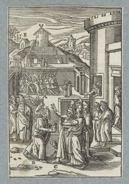 RECORD DATE NOT STATED  Repentance of Judas, 1629 print Judas, with a devi... 스톡 사진