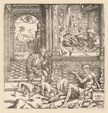 RECORD DATE NOT STATED  The rich man and the poor Lazarus, Cornelis Anthon... Stock Photos