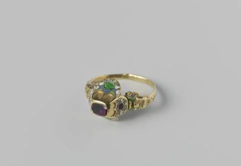 RECORD DATE NOT STATED  Ring with table -cut Robijn, Anonymous, c. 1580 - ... 스톡 사진