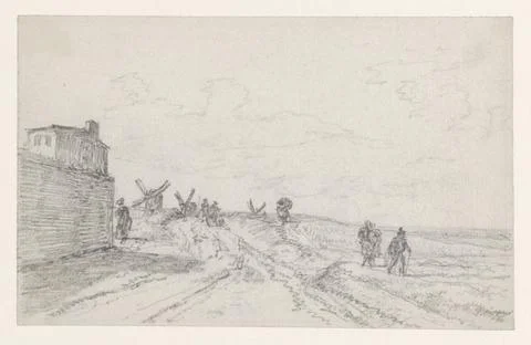 RECORD DATE NOT STATED  Road on the Butte with mills in the offing, George... Stock Photos