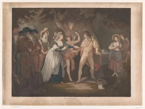 RECORD DATE NOT STATED  Rosalind surprised Orlando in the forest, 1791 pri... Stock Photos