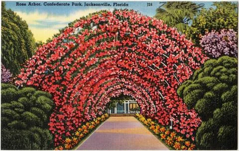 RECORD DATE NOT STATED Rose arbor, Confederate Park, Jacksonville, Florida... Fotos de archivo