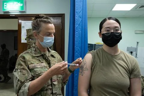 RECORD DATE NOT STATED Royal Danish Army Capt. Katrine May, chief nurse, g... Foto stock