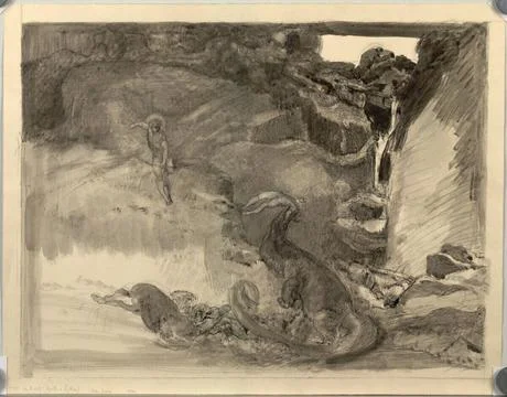 RECORD DATE NOT STATED  Rudolf Jettmar Apollo and Python. Black feather; B... 写真素材