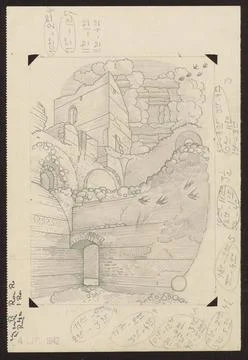 RECORD DATE NOT STATED  Ruins from shindles, sketches for graphics from th... Stock Photos