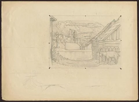 RECORD DATE NOT STATED  Ruins from goat, sketches for graphics from the TR... Stock Photos