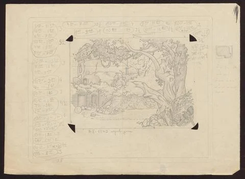 RECORD DATE NOT STATED  Ruins, sketches for graphics from the TRKI series;... Stock Photos