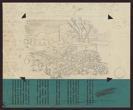 RECORD DATE NOT STATED  Ruins, sketches for graphics from the TRKI series;... Stock Photos