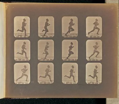 RECORD DATE NOT STATED Running. Twelve frames depicting a man running. The... Stock Photos