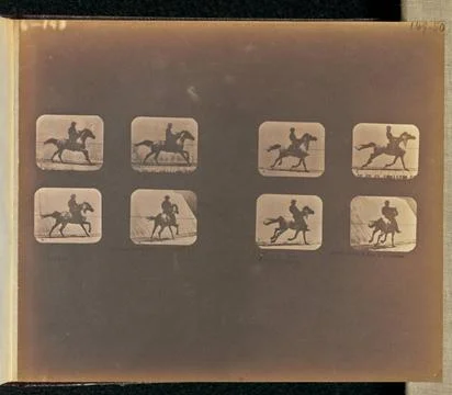 RECORD DATE NOT STATED Running. Two sets of four frames depicting a horse ... Stock Photos