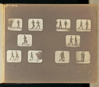 RECORD DATE NOT STATED Running. Walking. Two sets of five frames depicting... Stock Photos