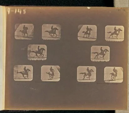 RECORD DATE NOT STATED Running. Two sets of five frames depicting a horse ... Stock Photos