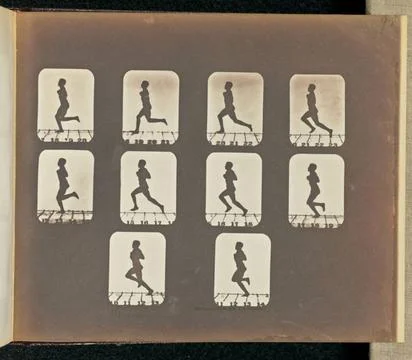 RECORD DATE NOT STATED Running. Ten frames depicting a male figure running... Stock Photos
