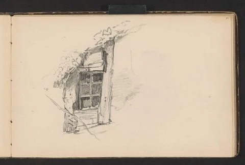 RECORD DATE NOT STATED  Rural house with a window with gridwork, 1871 - c.... Stock Photos