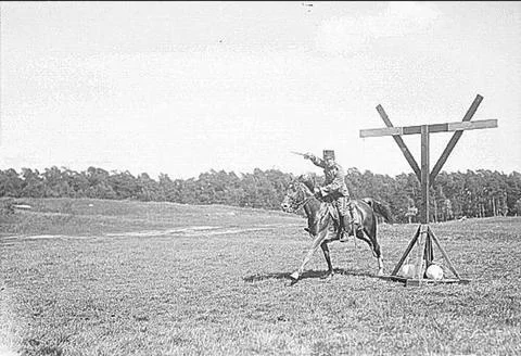 RECORD DATE NOT STATED Saber fencing for horse. The various elements are d... Foto stock