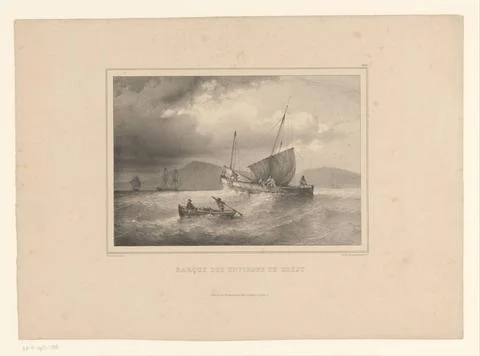 RECORD DATE NOT STATED  Sailing ships and rowing boat near Brest, Ferdinan... Foto stock