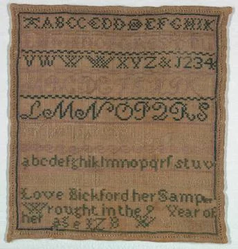 RECORD DATE NOT STATED Sampler (USA); Embroidered by Love Bickford (Americ... Stock Photos