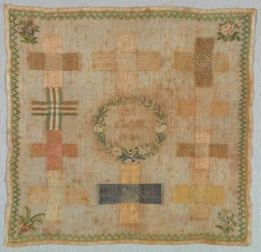RECORD DATE NOT STATED Sampler (Germany); Embroidered by Miss Charlotte Lo... Stock Photos