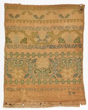 RECORD DATE NOT STATED Sampler (England); Embroidered by Sarah Grundy; sil... Stock Photos