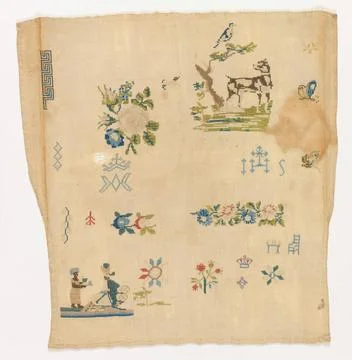 RECORD DATE NOT STATED Sampler (Italy); silk on linen Copyright: xpiemagsx... Stock Photos