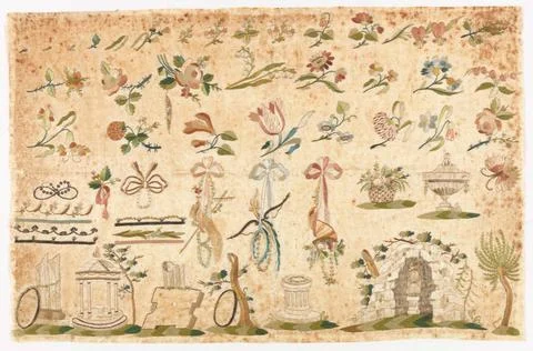 RECORD DATE NOT STATED Sampler (Germany); silk and metal threads (flat met... Stock Photos
