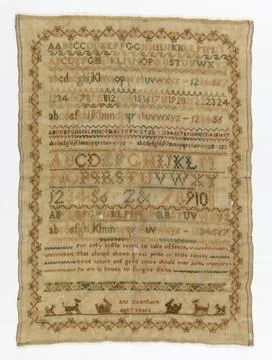 RECORD DATE NOT STATED Sampler (England); Embroidered by Ann Gawthorn (Eng... Stock Photos
