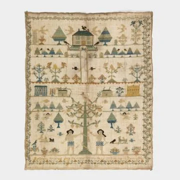 RECORD DATE NOT STATED Sampler (England); Embroidered by E. Grant; silk em... Stock Photos