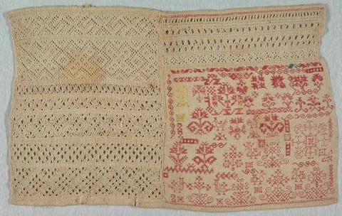 RECORD DATE NOT STATED Sampler (Spain); silk embroidery on cotton foundati... Stock Photos
